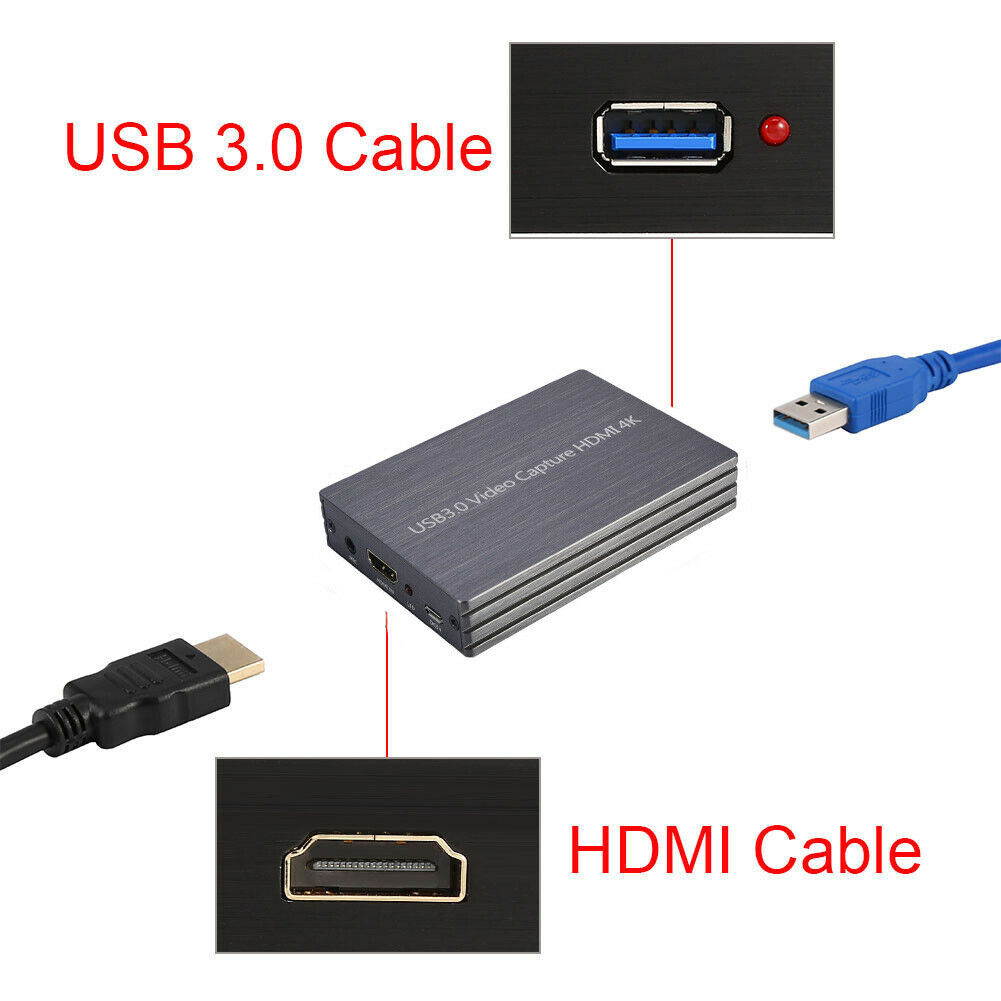HDMI to USB3.0 Video Capture Adapter 4K 1080P Dongle Card for Linux Windows Mac