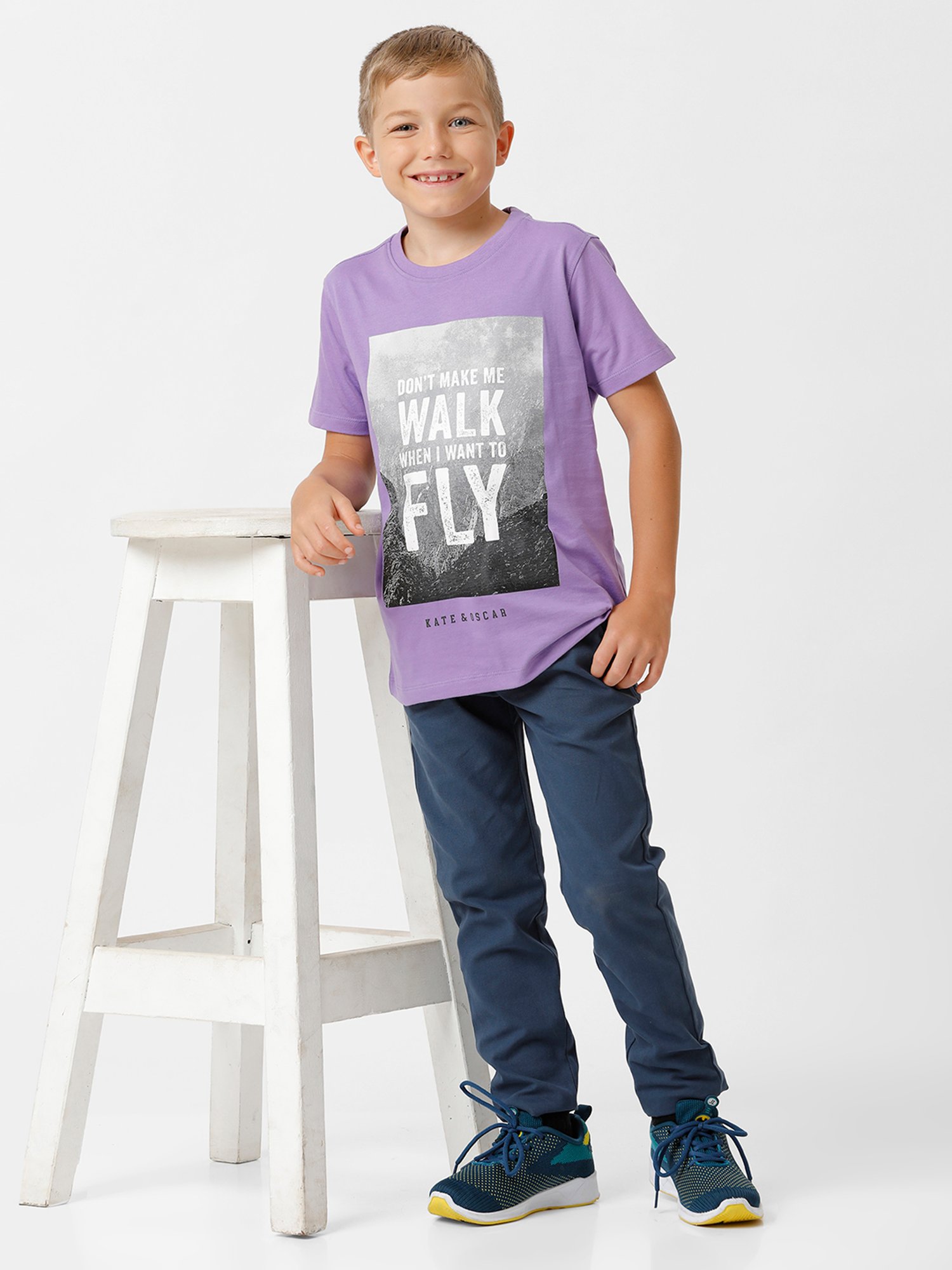 Kate & Oscar Boys Purple Printed T-Shirt