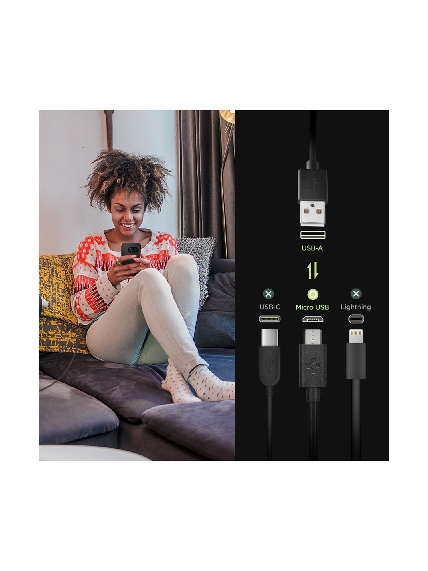 Spigen C11BMP Micro USB-A Fast Charging Cable (1m) - Black