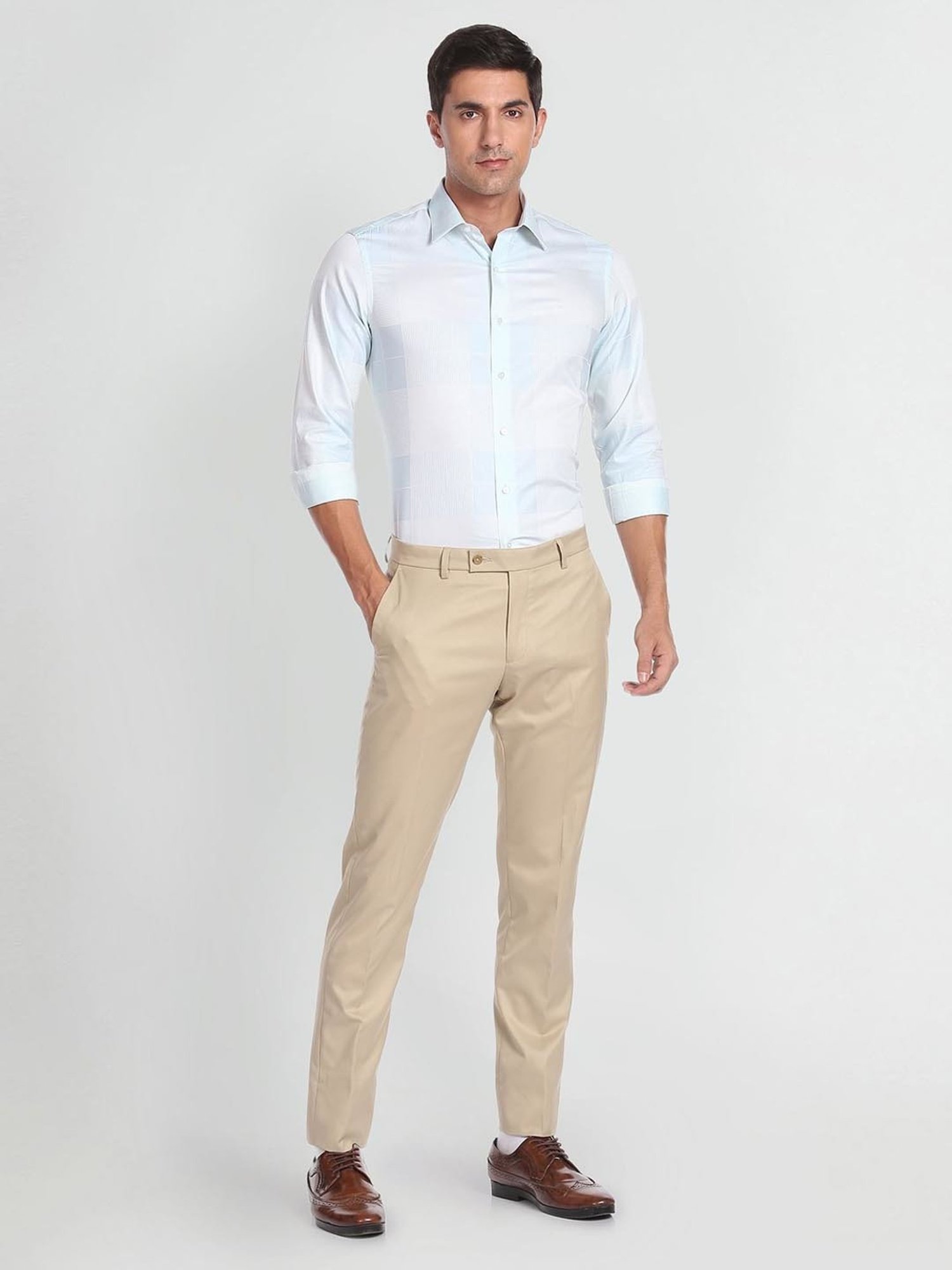 Arrow New York Blue Cotton Slim Fit Checks Shirt