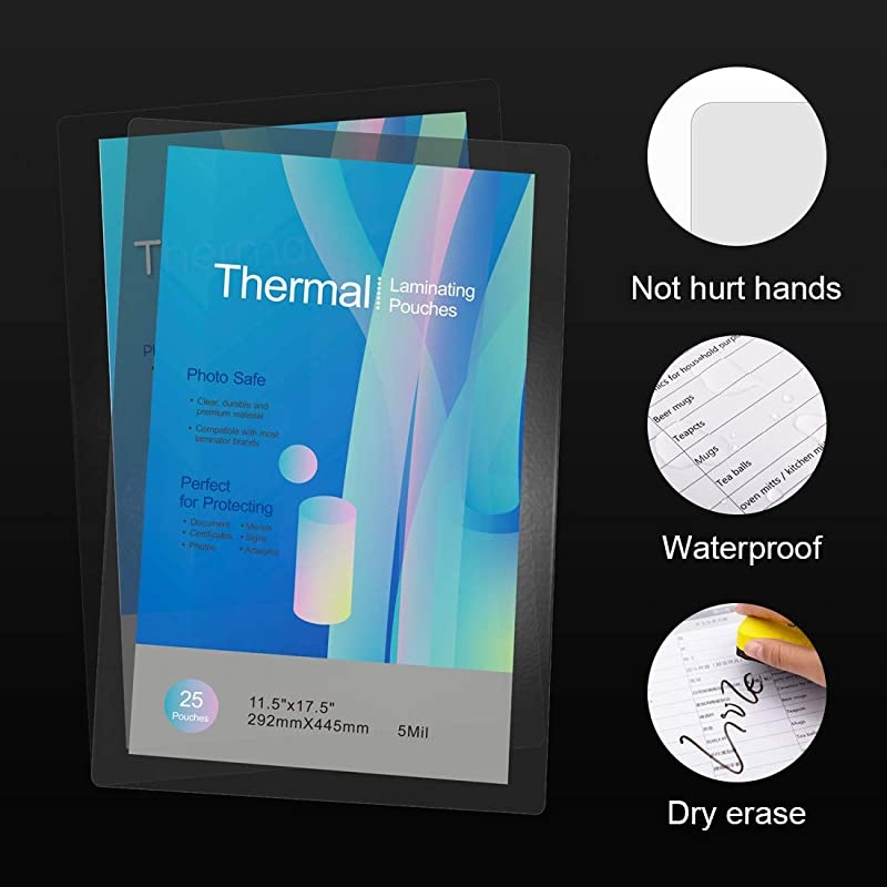 25 Pack Laminating Sheets Laminating Pouches 11 x 17 Inches 5 Mil Clear Thermal Laminating Pouches Lamination Sheet Paper for Laminator Round Corner