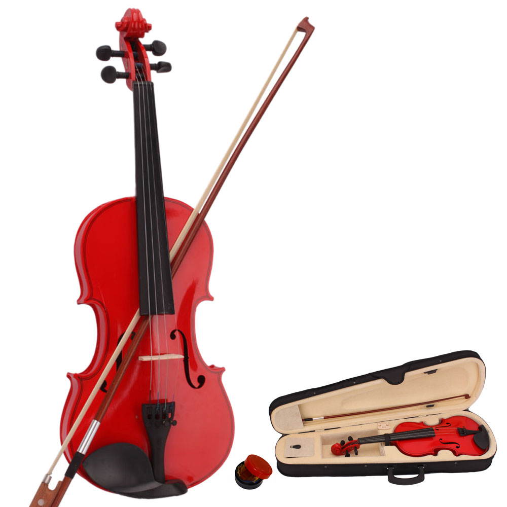 Hot Sale 4/4 Red Student Beginner  Children Acoustic Violin + Case+ Bow + Rosin