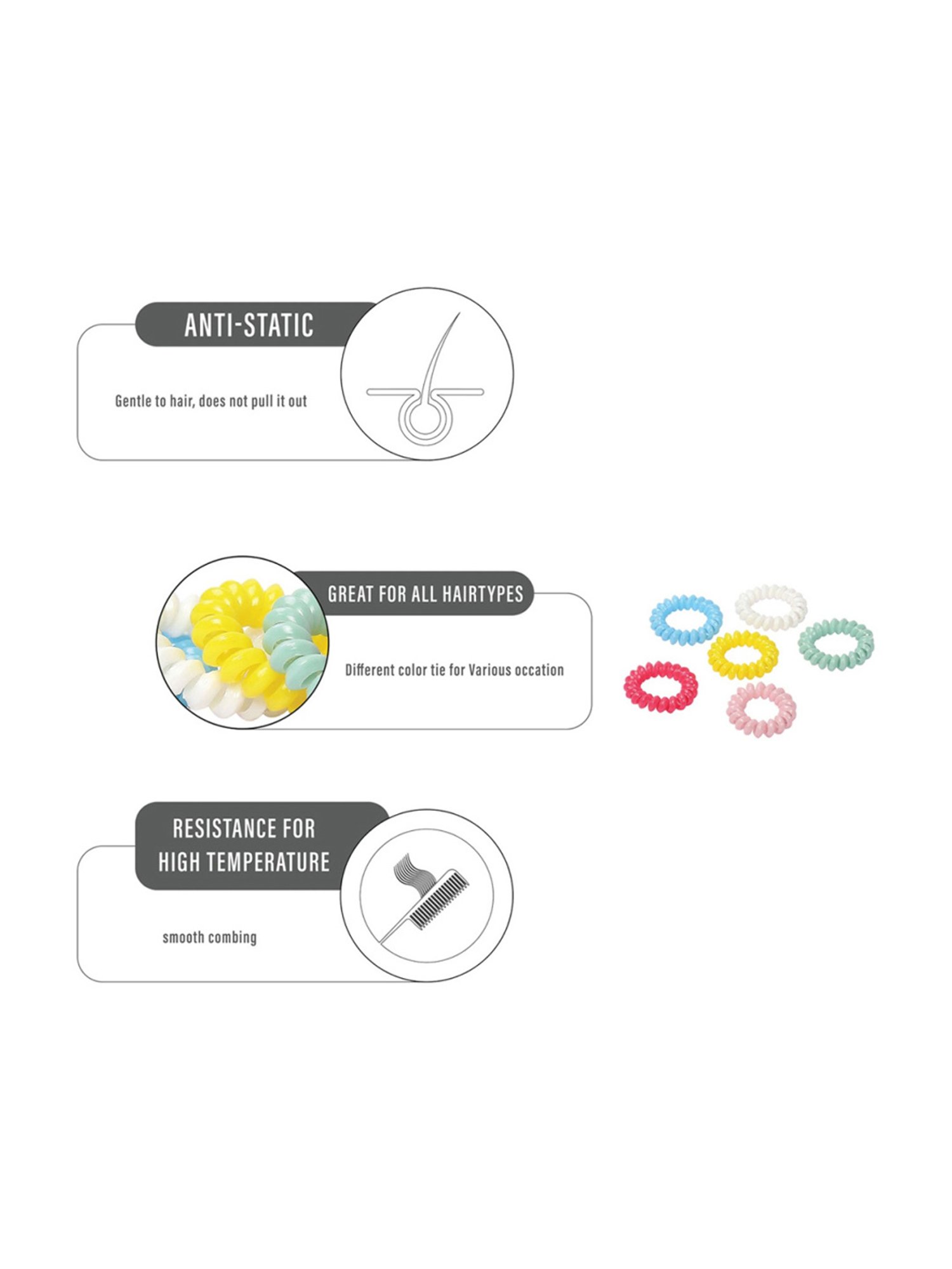 Janeke 1830 Professional Hair Elastics Spirals - Pack of 6