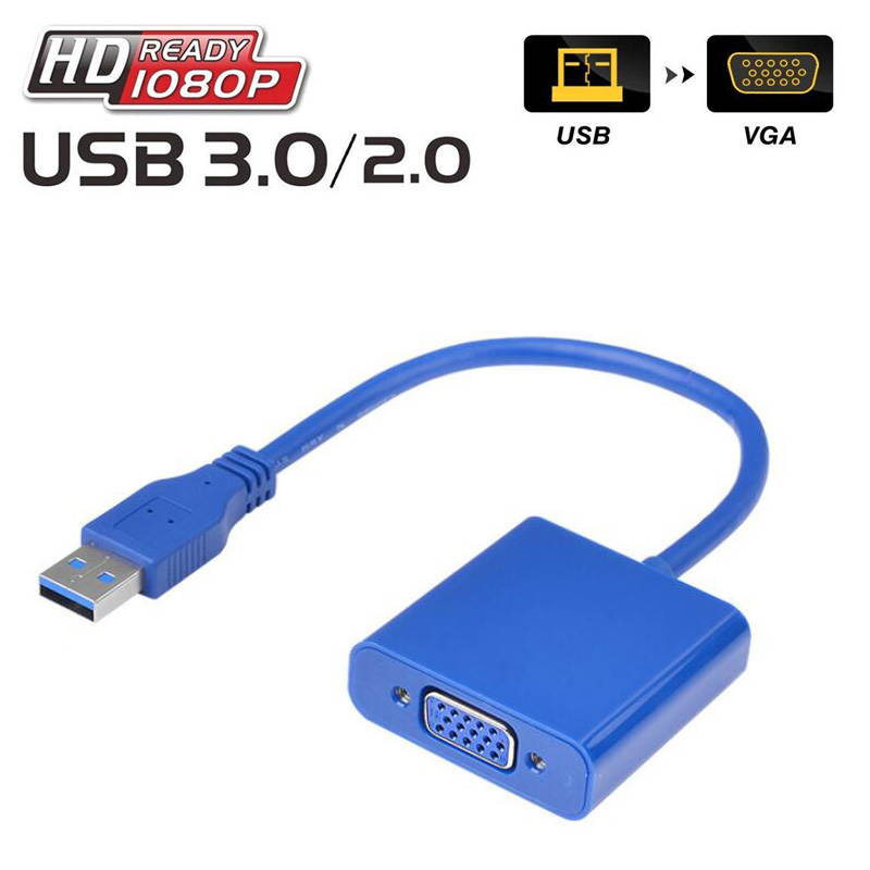 Wanmingtek High Speed USB 3.0 to VGA Adapter Converter, Multi-Monitor Adapter Male to Female Connector, Support Max Resolution 1080p 60Hz,for PC Laptop Windows 10/8.1/8/7/XP, No Need CD Driver(Blue)