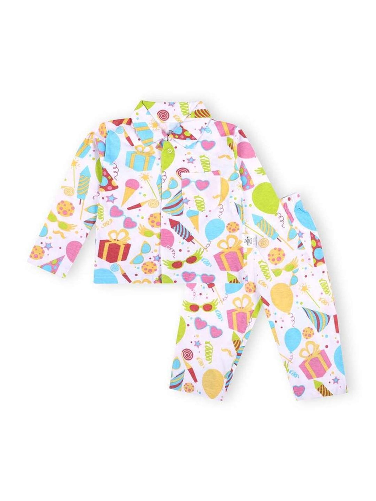 The Mom Store Boys Multicolor Cotton Printed Full Sleeves Shirt Set