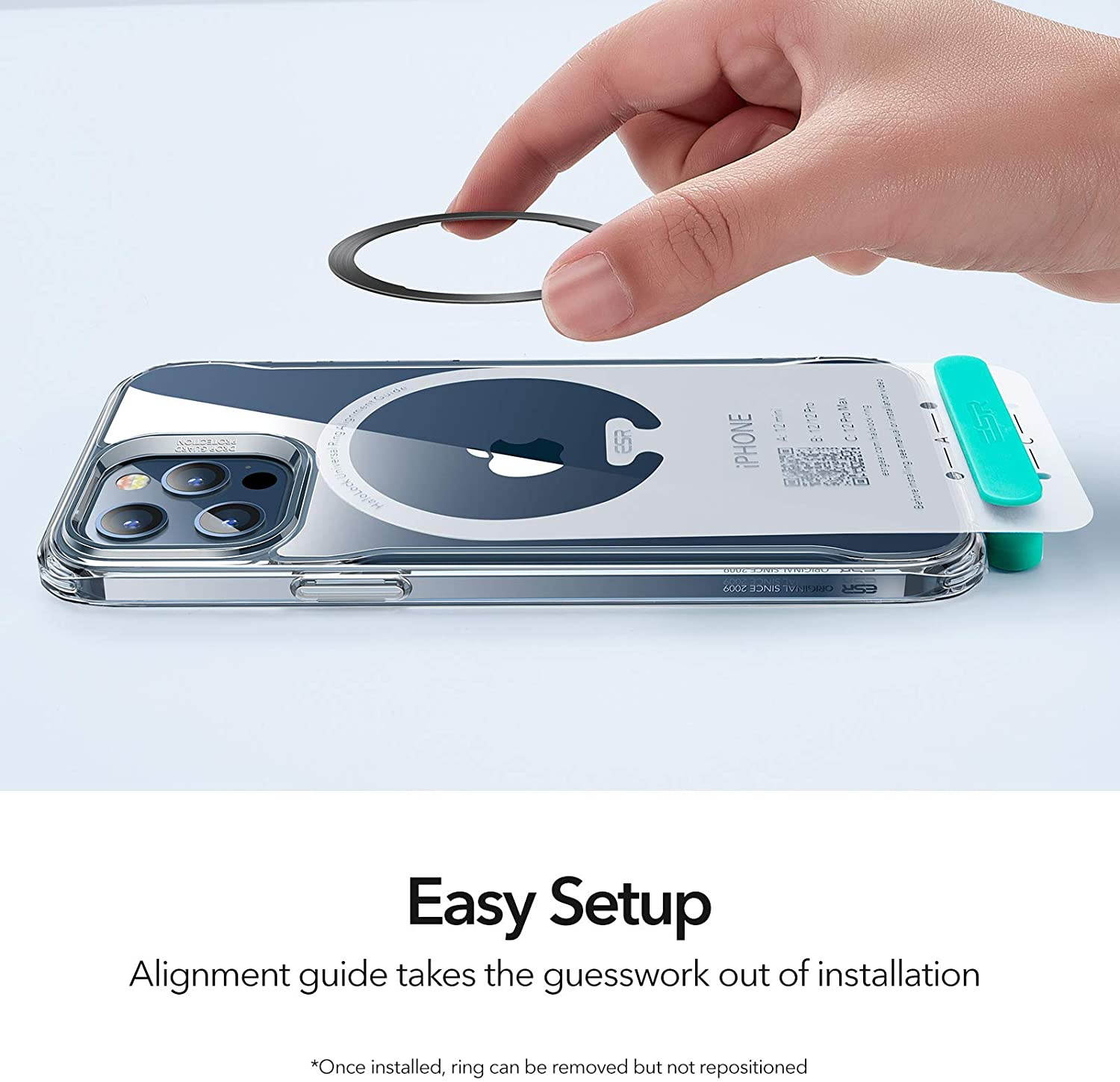 ESR HaloLock Universal Ring, Magnetic Wireless Charging Conversion Kit, MagSafe Compatible Metal Ring, Compatible with iPhone 12/12 Pro/12 mini/12 Pro Max, Samsung Galaxy (1 Black, 1 Silver)