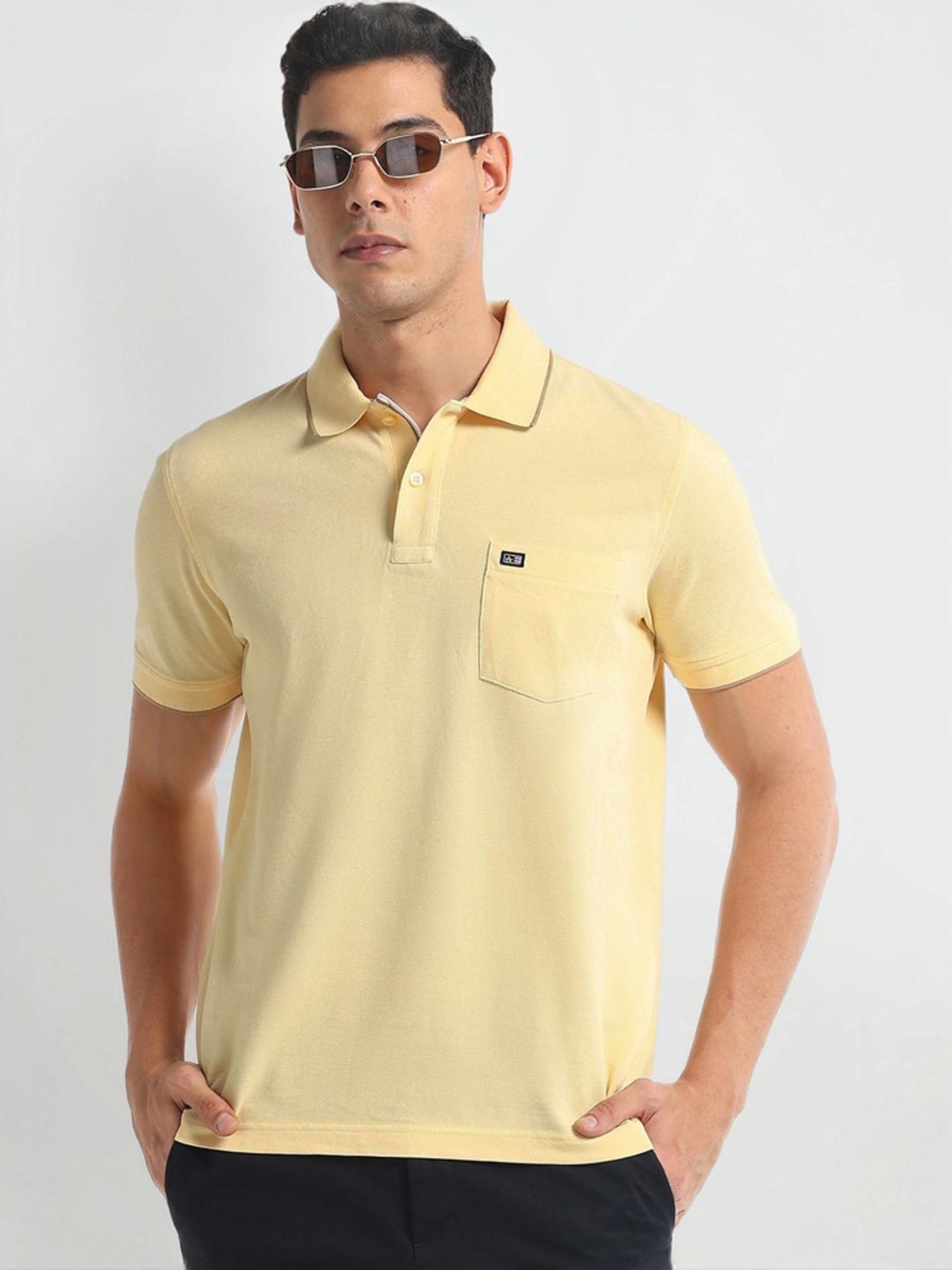 Arrow Sports Yellow Regular Fit Polo T-Shirt