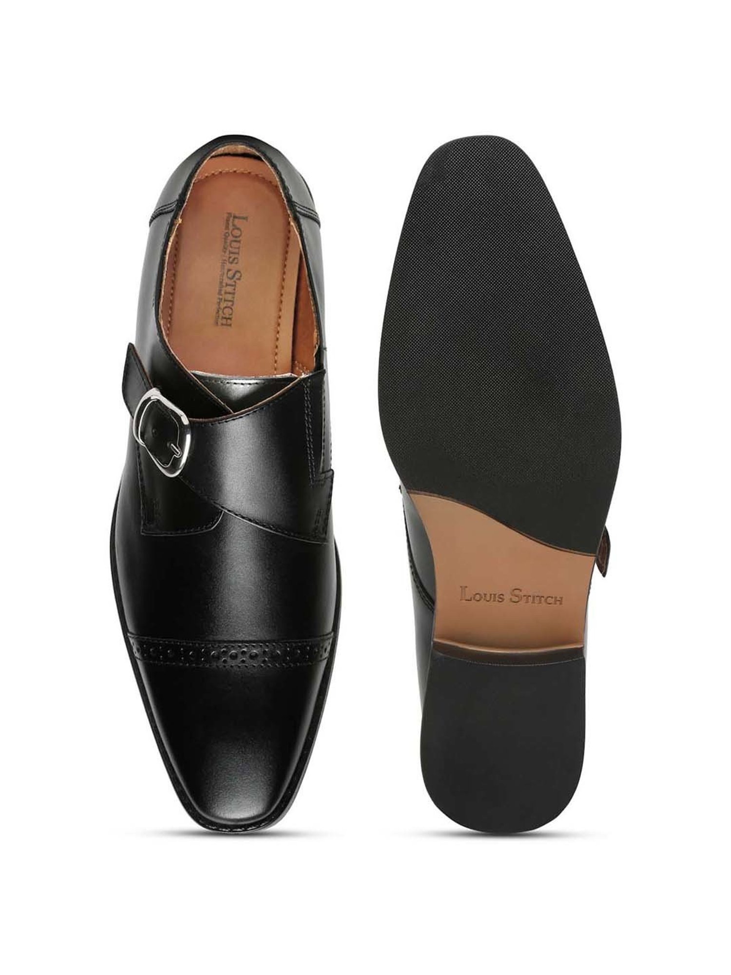 Louis Stitch Men's Black Monk Shoes