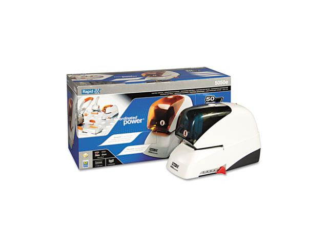 Rapid 73157 5050 Heavy-Duty Flat Clinch Electric Stapler, 50-Sheet Capacity, White