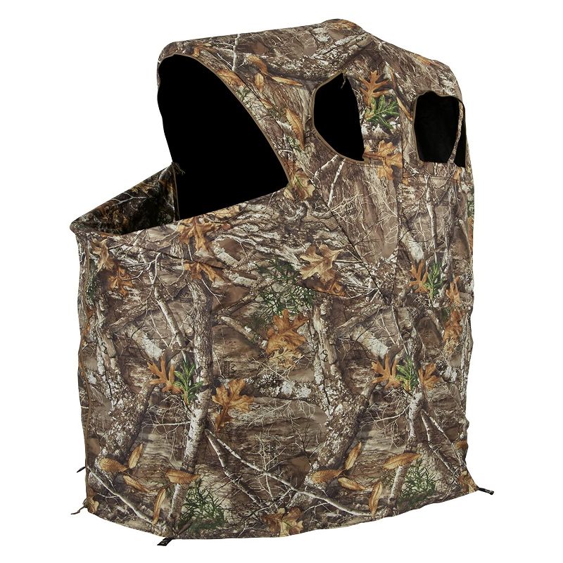 Ameristep AMEBL2004 1 Person Deluxe Folding Hunting Camouflage Tent Chair Blind with Carry Bag, Shoulder Strap, and Cup Holders