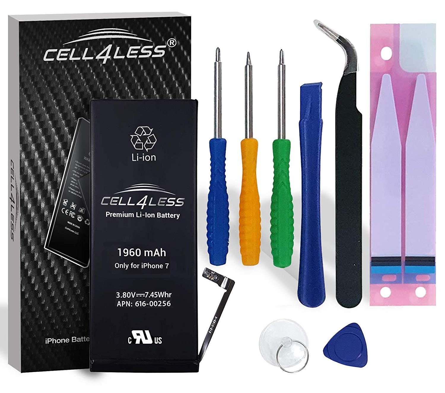 iPhone 7 Battery Replacement Kit for A1660, A1778 & A1779-1960 mAh, 3.80V, 7.45 WHR w/Assembly Tools & Adhesive Pull Strips (i7 1960 mAh)