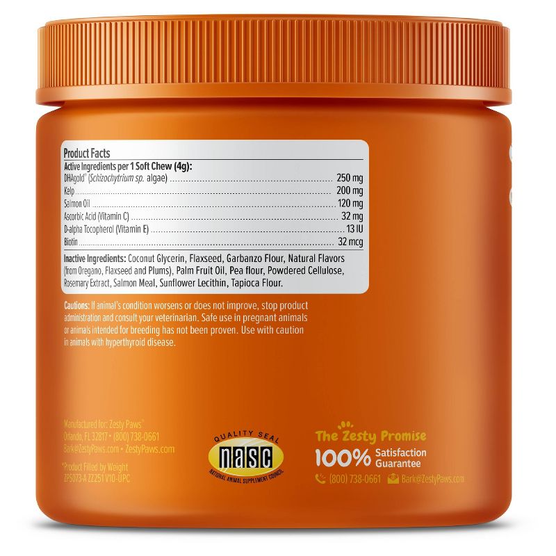 Zesty Paws Hemp Elements Omega Vitamin Bites - 90ct