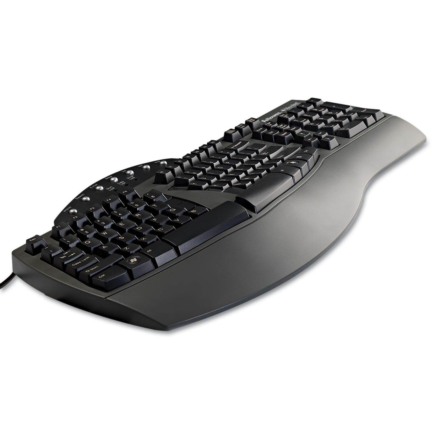 Fellowes 98915 Keyboard,Split Design,Microban,19-1/4-Inch x9-3/4-Inch x2-1/4-Inch,Black