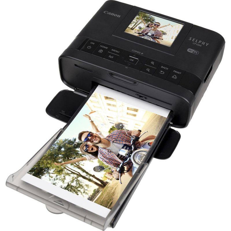 Canon SELPHY CP1300 Wireless Compact Photo Printer (Black) + Canon KP-108IN Color Ink Paper Set (Produces up to 108 of 4 x 6 Prints) + USB Printer Cable + HeroFiber Ultra Gentle Cleaning Cloth