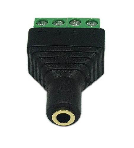 Cerrxian 3.5mm 4 Pole Female Stereo Audio Video to 4 Screw Terminal Female Headphone Balum Converter Adapter (2-Pack)