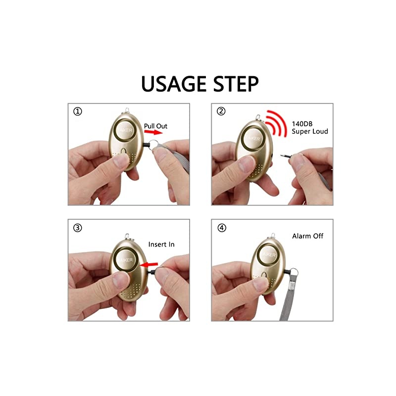 Alarm for Women, 10 Pack 140DB Emergency Self-Defense Security Alarm Keychain with LED Light for Women Kids and Elders