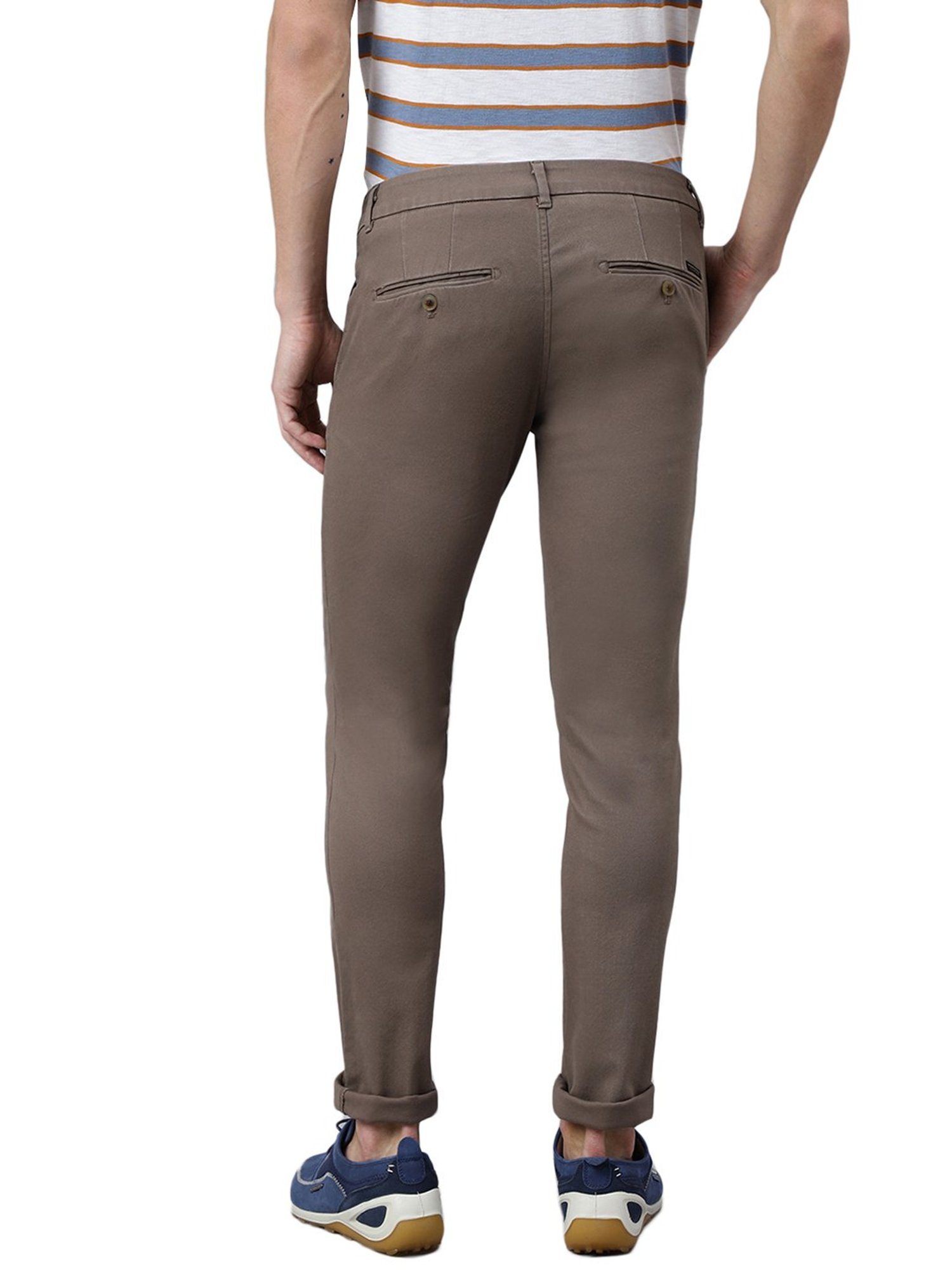 Woods Brown Regular Fit Flat Front Trousers