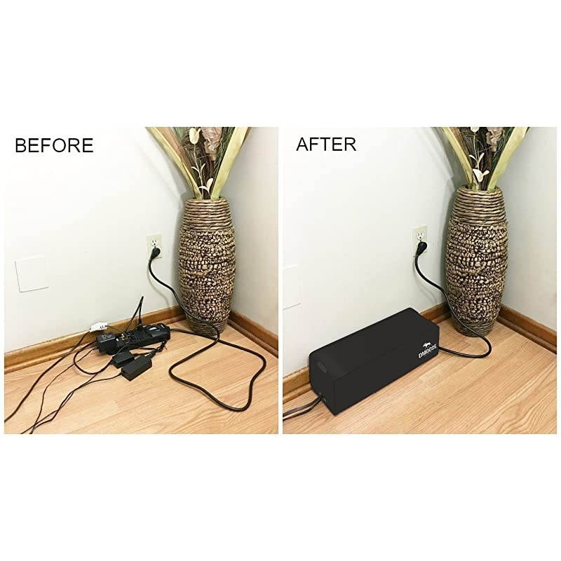 Cable Management Box Organizer for Cords Power Strips or Surge Protectors Hide Loose Wires Behind TVs Home Office Computers Office Desks Entertainment Centers