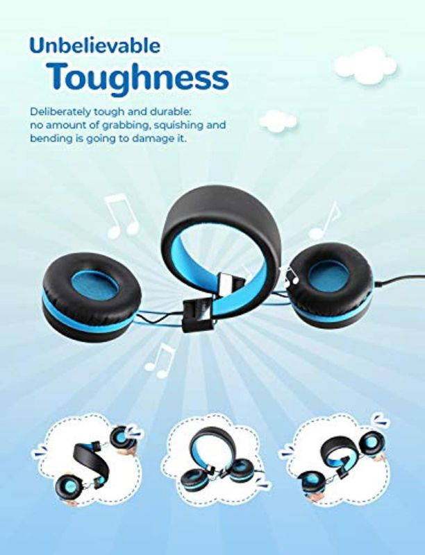 [2 Pack] iClever Kids Headphones with Microphone, Headphones for Kids with Safe Volume Limited 94dB, Adjustable Headband, Foldable Children Headphones for Boys/Girls/School/Travel/iPad, Black and Pink