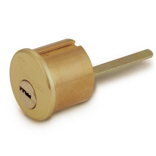 Mul-t-lock, RIM1VT-05-MT5, Brass, Replacement 1-1/8" Rim Cylinder Lock For Jimmy Proof Deadlock, HIGH SECURITY, MT5 + KEYWAY