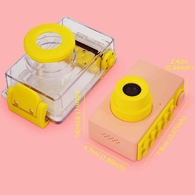 Waterproof Kids Camera Mini 8MP 1080P HD Camcorder with Free 16GB MicroSD Card Included and MicroSD Support Slot Video Taking Function and Preset Frames Pink