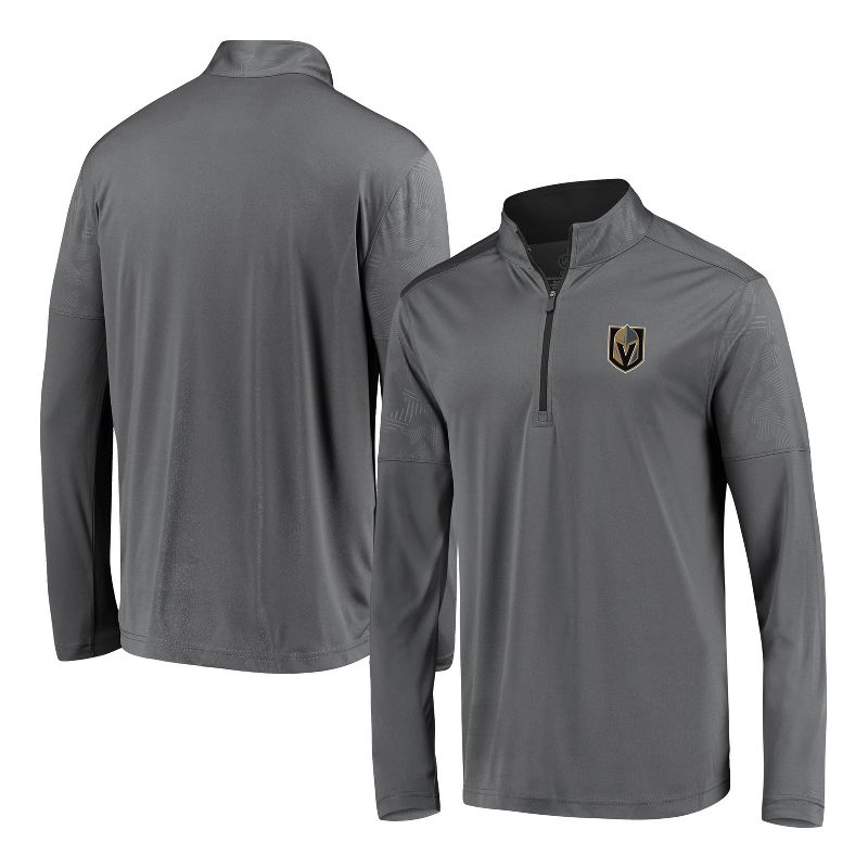 NHL Vegas Golden Knights Men's Defender Embossed 1/4 Zip Sweatshirt - Gray M