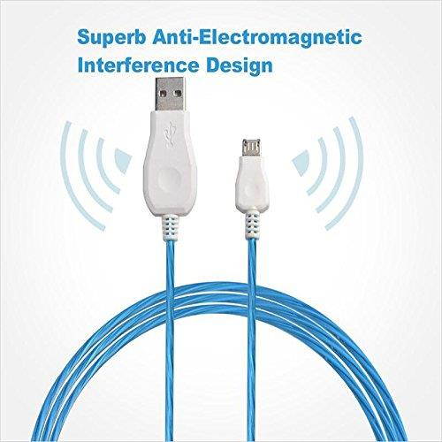 NTJ 39" Led Light-up USB Data Sync Charger Cable (STRIPED GREEN)