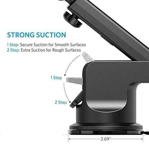 Anker Dashboard Cell Phone Mount, Windshield Car Mount, Phone Holder for iPhone X/8/8 plus/7/7 plus/6/6s/6 Plus/6s Plus, Samsung S8/S6/edge/S7/S7 edge, Pixel 2, LG G5, Nexus 5X/6/6P, HTC and more