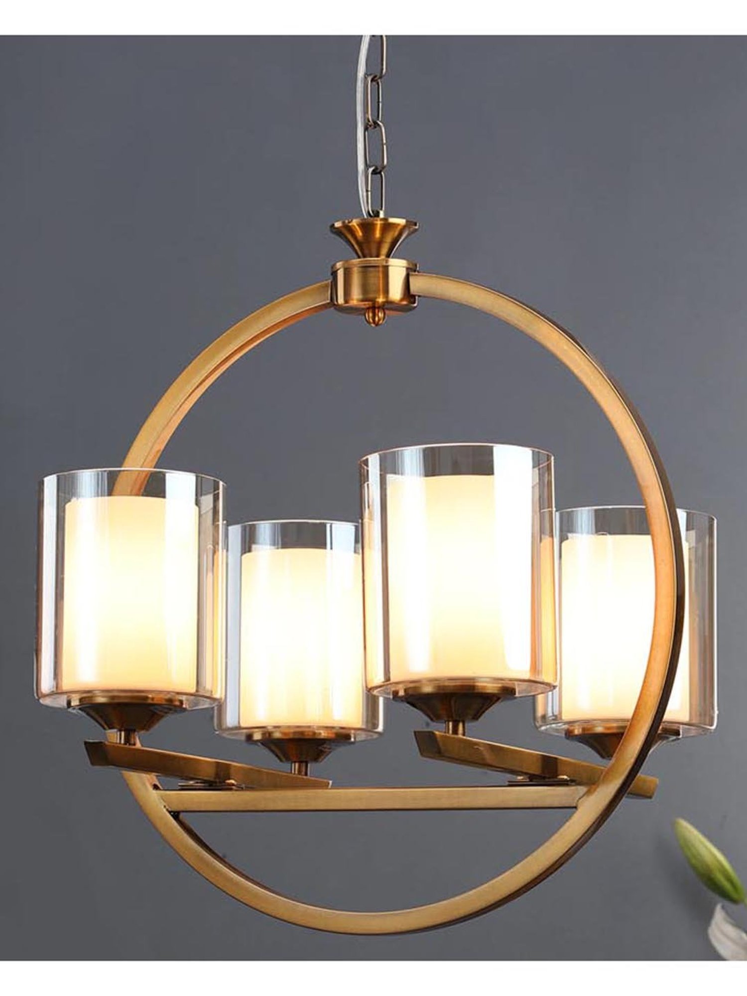 Kapoor E Illuminations Masakee Golden Metal 4-Lights Contemporary Chandelier Light - Set of 1