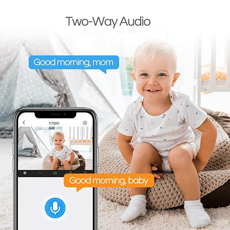 PanTiltZoom Indoor Smart Home Camera Night Vision Motion Detection Auto Tracking Security BabyElderPetNanny Monitor Cloud Storage 2Way Audio Compatible with Alexa WiFi 24G Only WH CTQ6C