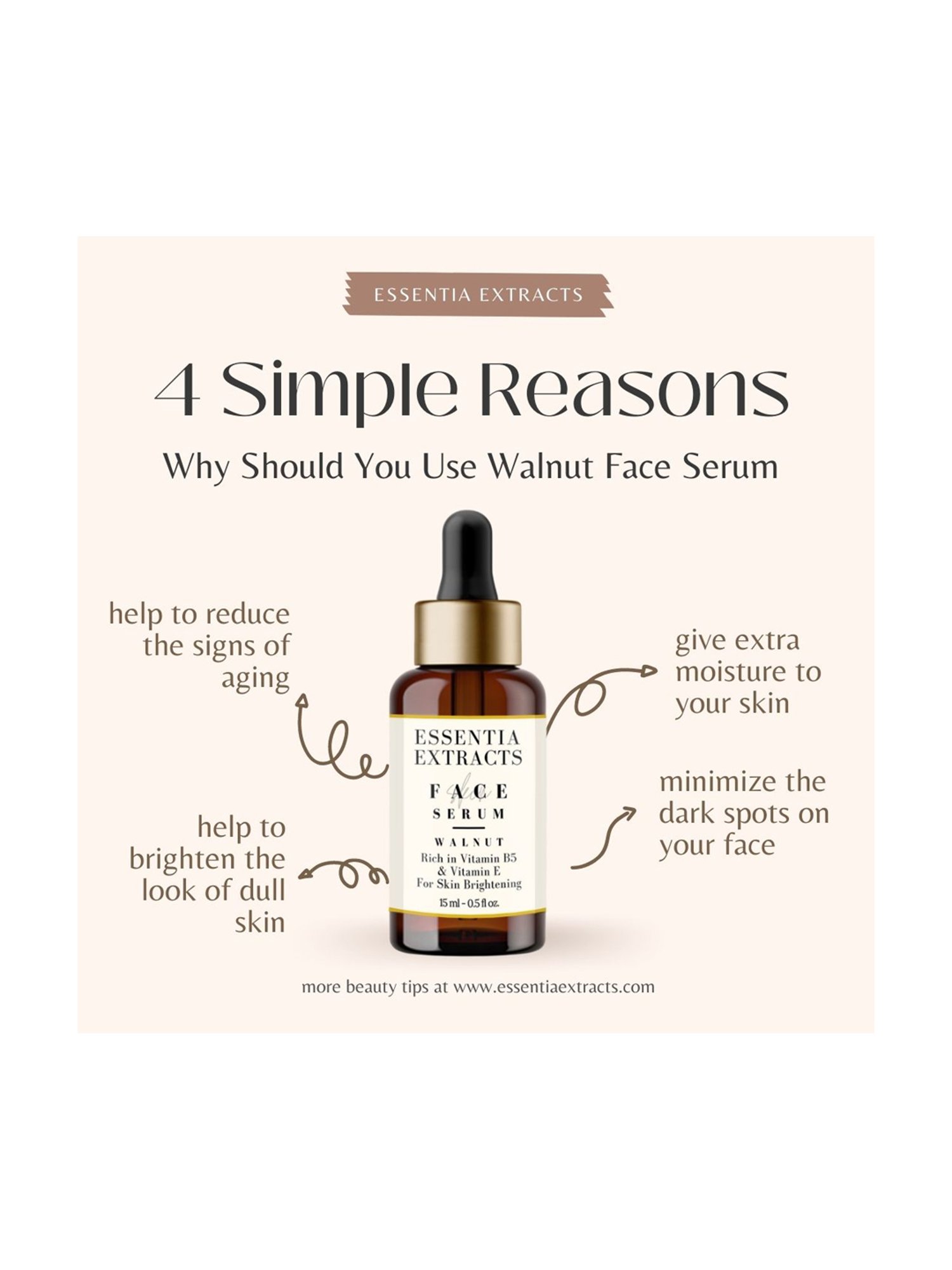 Essentia Extracts Walnut Skin Brigening Facial Serum - 15 ml