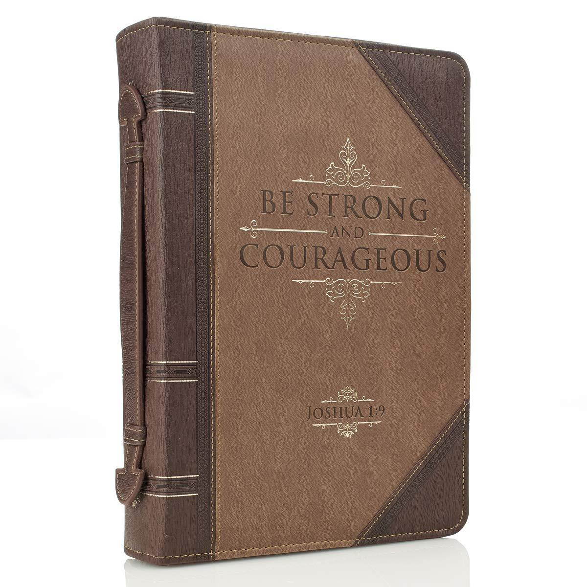 Antique Book "Be Strong & Courageous" Bible / Book Cover - Joshua 1:9 (Medium)