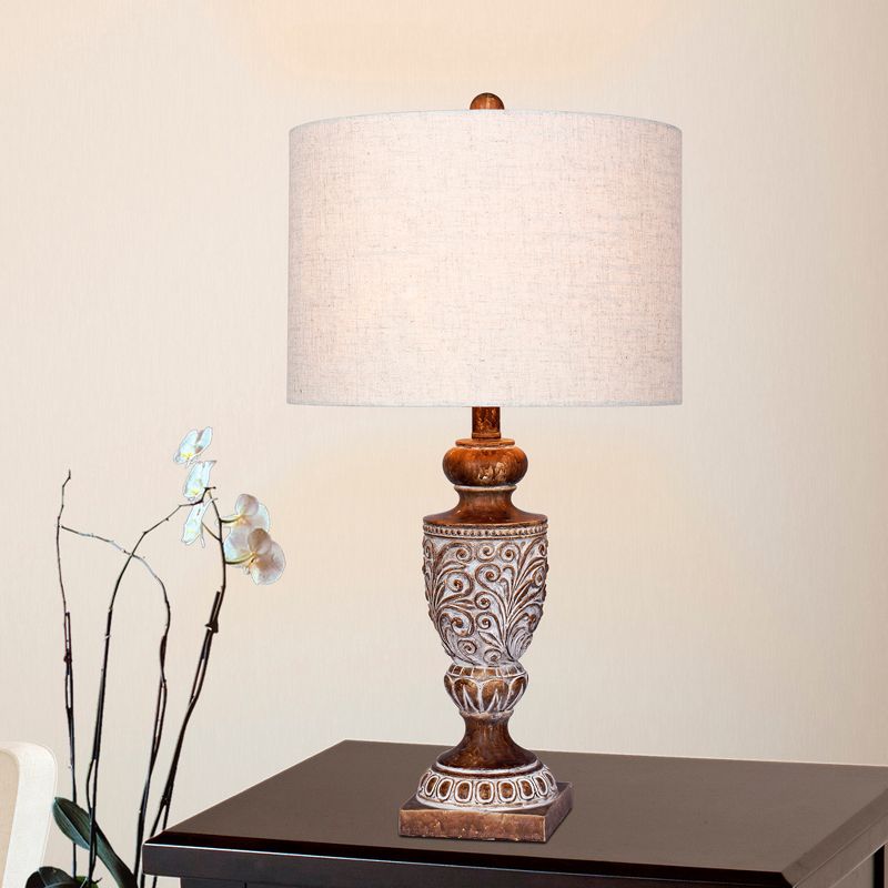 Distressed, Decorative Resin Table Lamps in Antique Brown  - Fangio Lighting