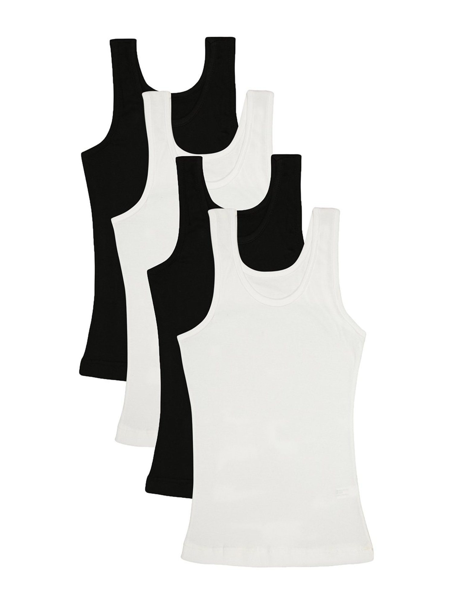 Bodycare Kids Black & White Solid Camisole (Pack Of 4)