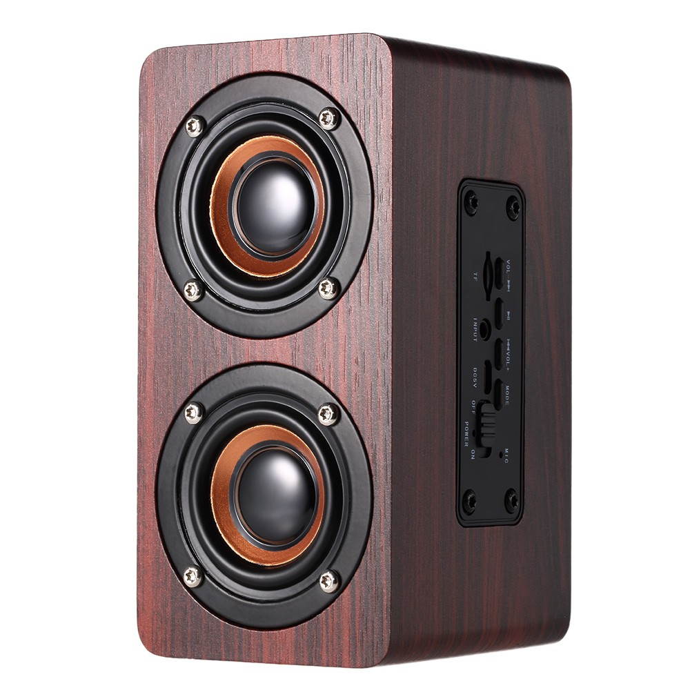 W5 Red Wood Grain Speaker Bluetooth 4.2 Dark