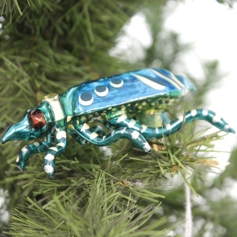 Morawski 1.5" Turquoise Bug Hand Painted Clip On  -  Tree Ornaments