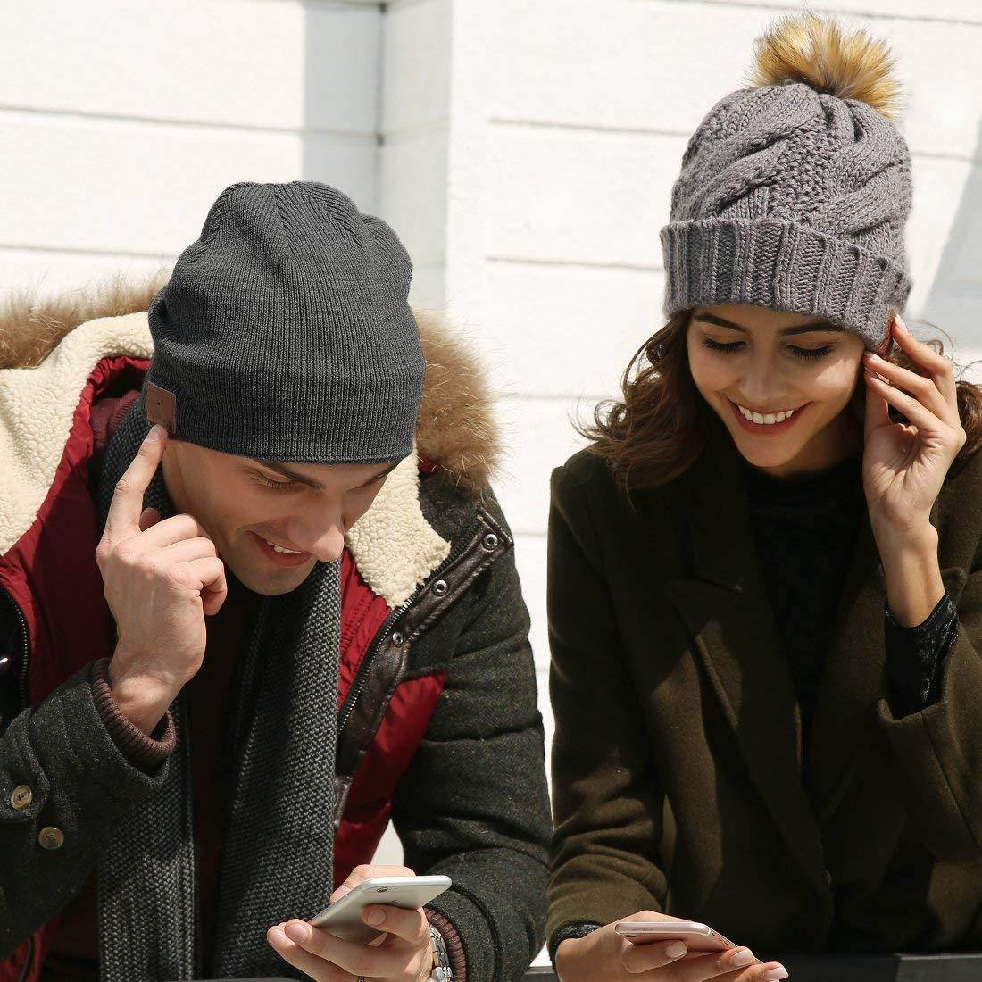 Enjoybot Bluetooth Beanie Wireless Knit Winter Hats Cap with Built-in Stereo Speakers and Microphone for Outdoor Sports