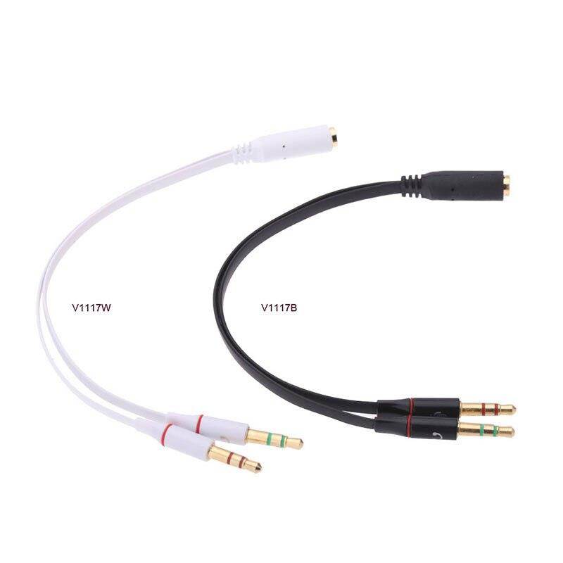 Portable 4 Segment 3.5mm Female to 3 Segment Male Audio Cable Connect Laptop Desktop Computer Tablet PC Headset Headphone WHITE