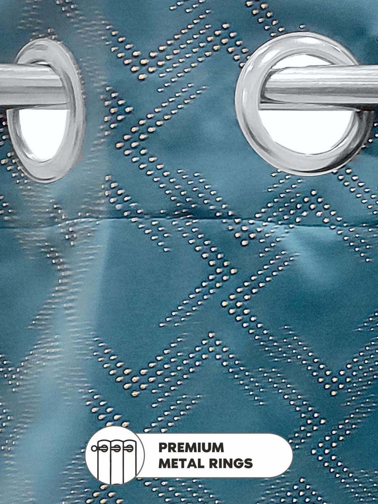 Bianca ANTELLIA GLITTER Teal Blue Polyester 9 Ft. Long Door Curtain - Set of 2