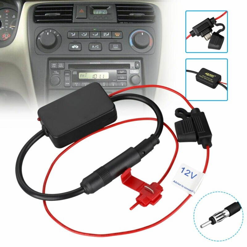 Universal Car FM/AM Radio Stereo Antenna Signal Amplifier Booster G * H For FM Car Radio RV Motorcycle Steamer Golf Cart