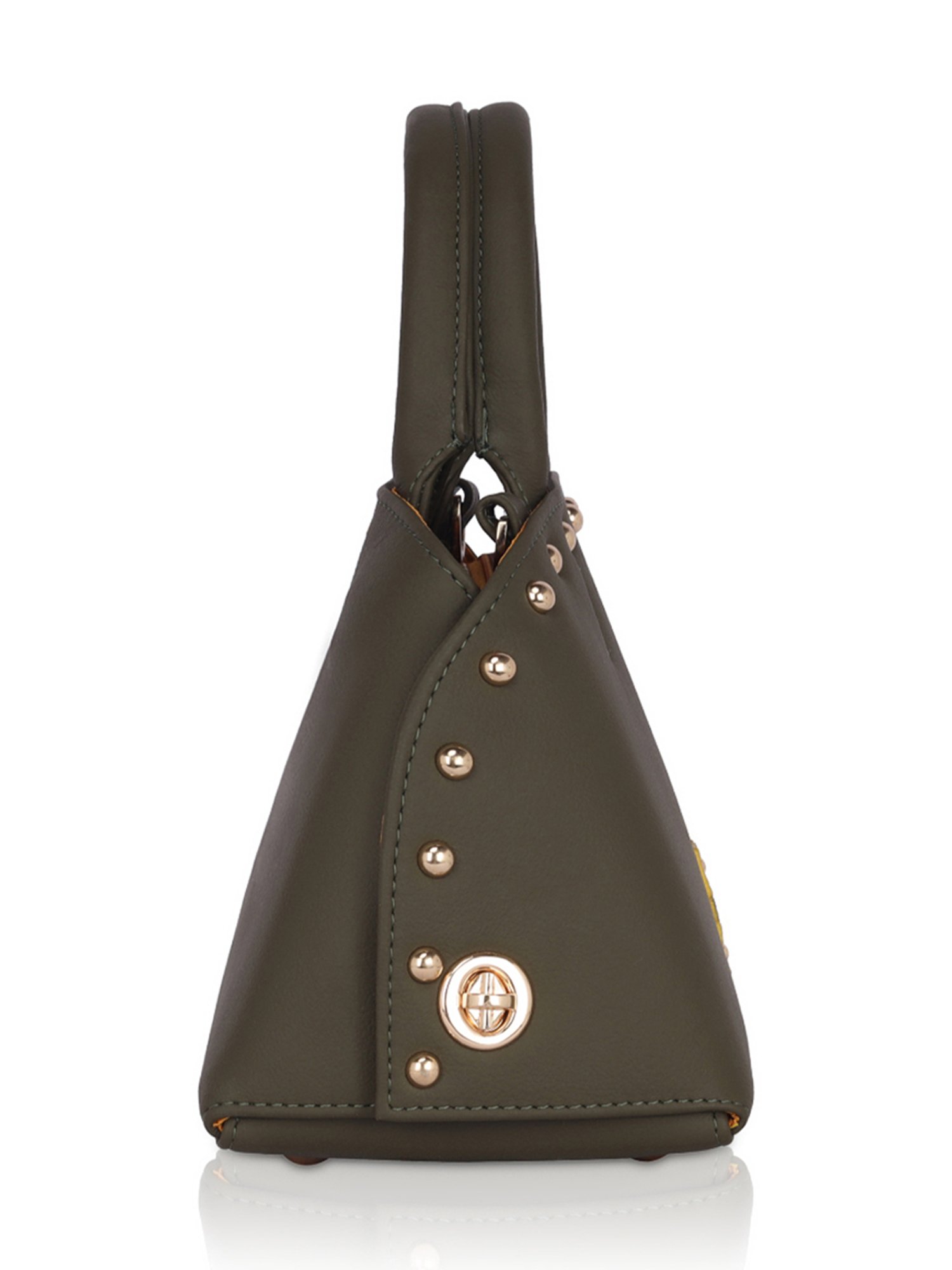 Eume Marigold Olive Leather Satchel Handbag