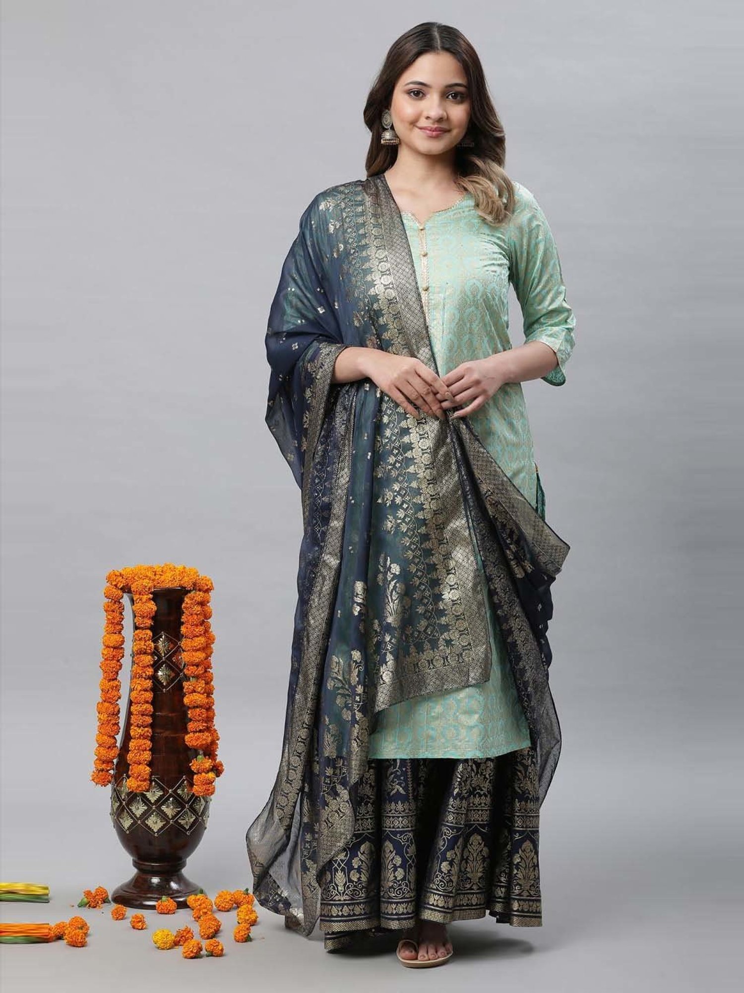 Aurelia Navy Printed Dupatta
