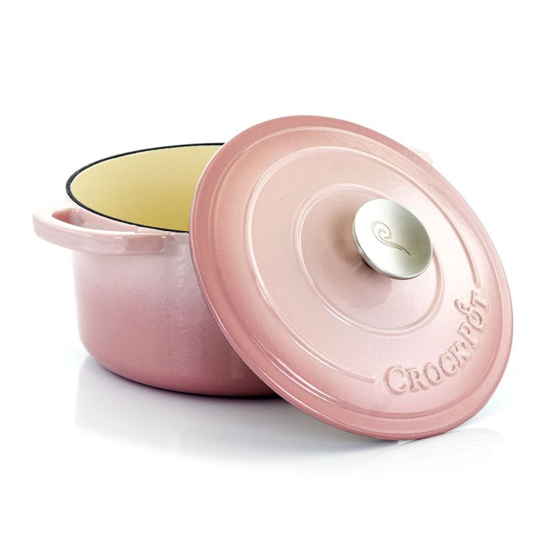 Crock-Pot Artisan 2 Piece 3 Quarts Enamled Cast Iron Dutch Oven in Blush Pink