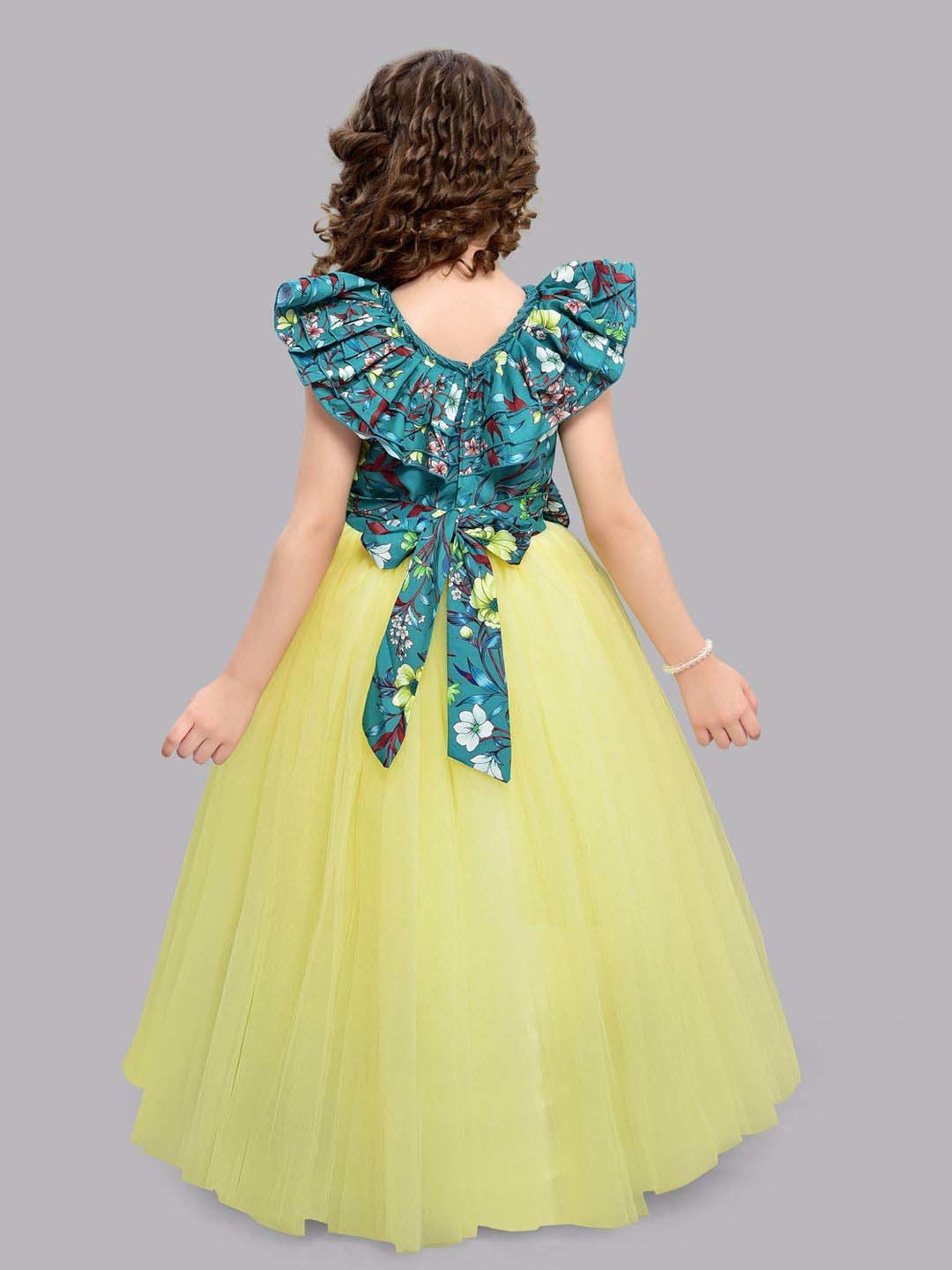 Pink Chick Kids Yellow & Blue Floral Party Gowns
