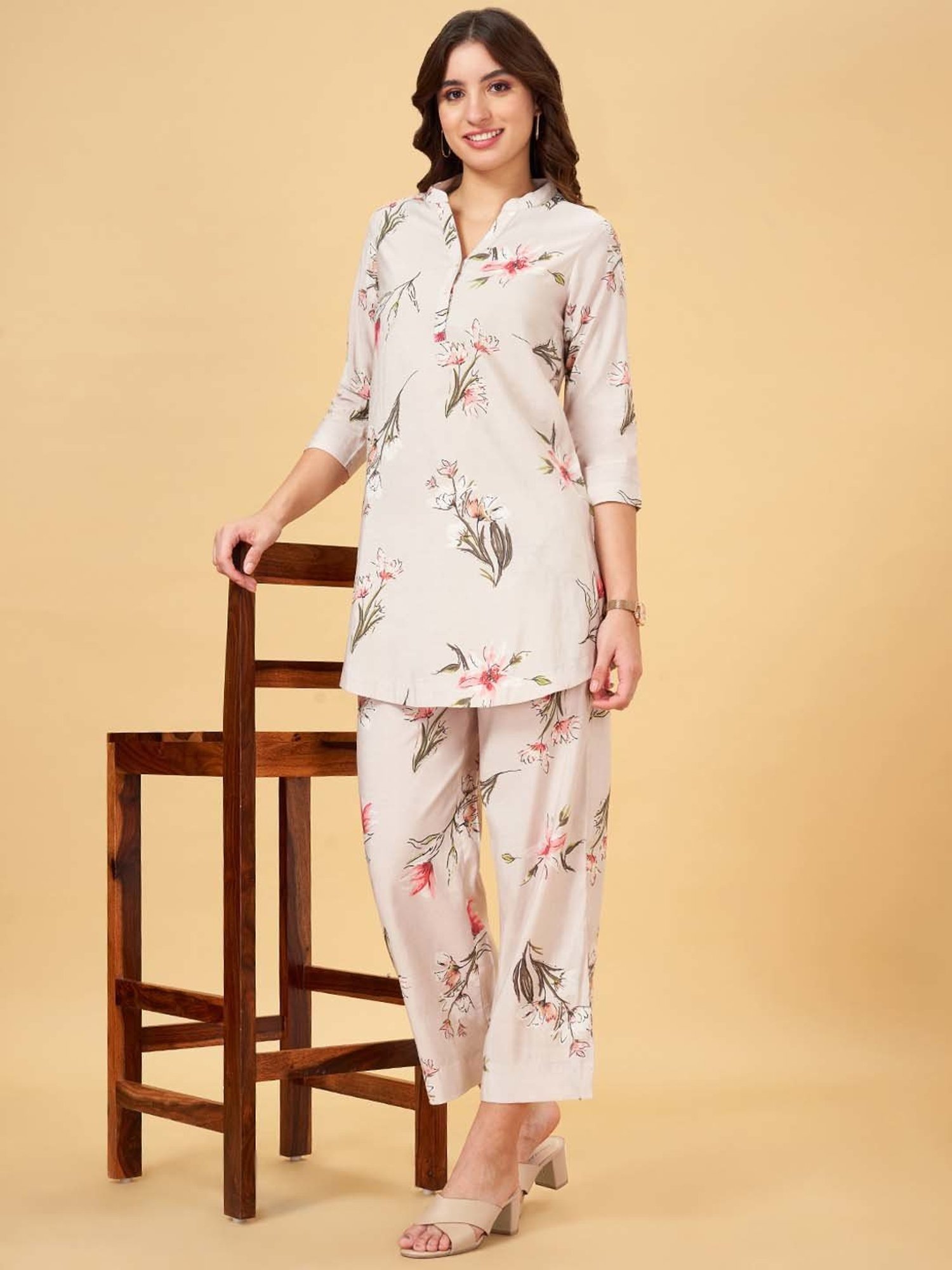 Melon by PlusS Blue Printed Shirt Pant Set