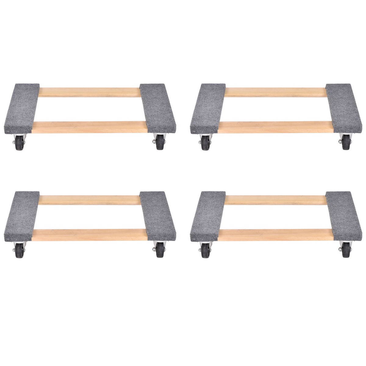 Costway 4PCS 30'' X 18'' Furniture Dolly Moving Carrier Mover Handle Casters 1000lb Capacity