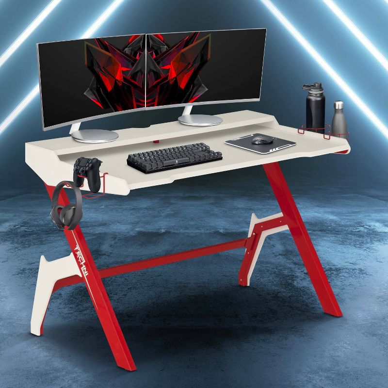 Ergonomic Computer Gaming Desk Red - Techni Sport