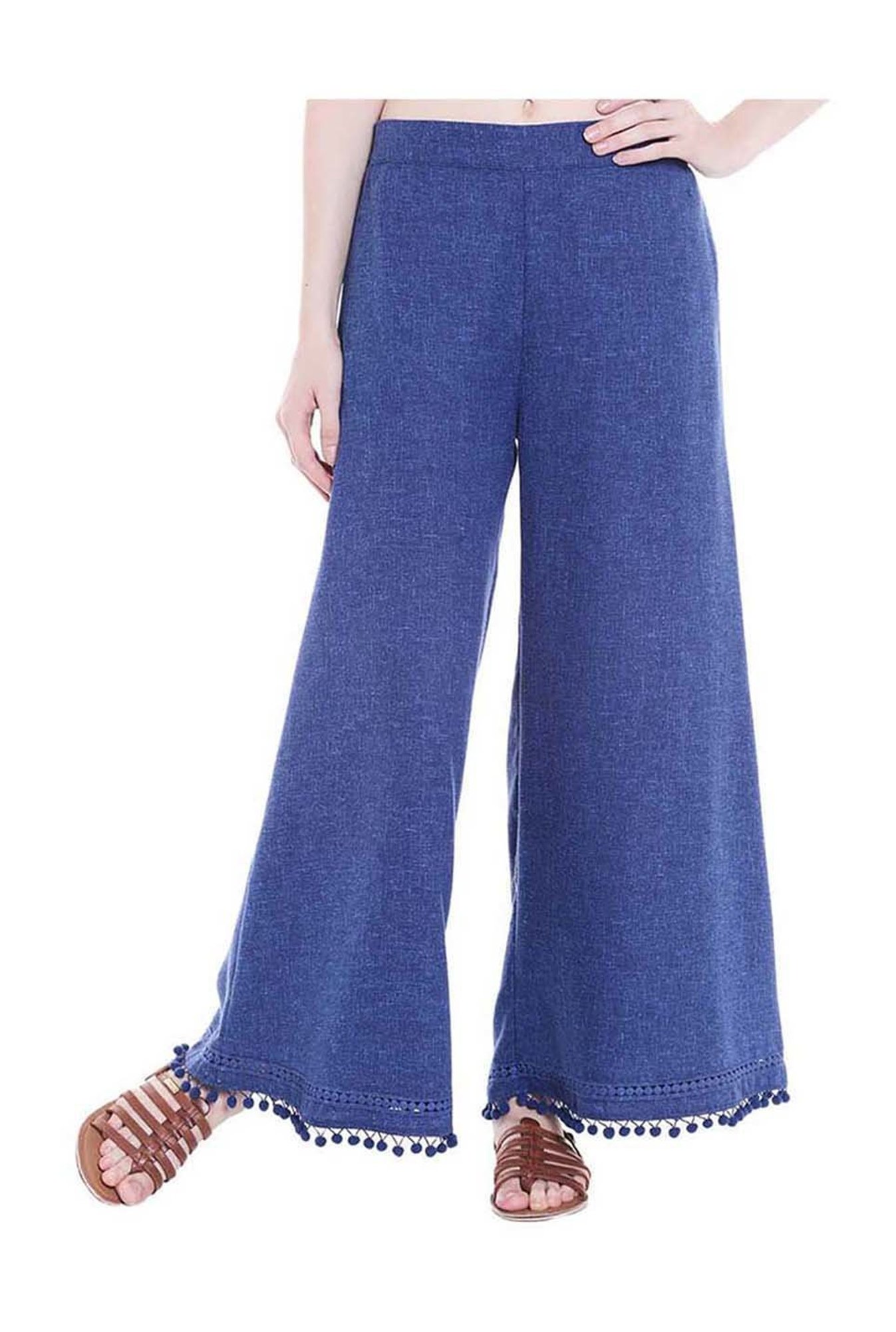 Fusion Beats Blue Regular Fit Palazzos