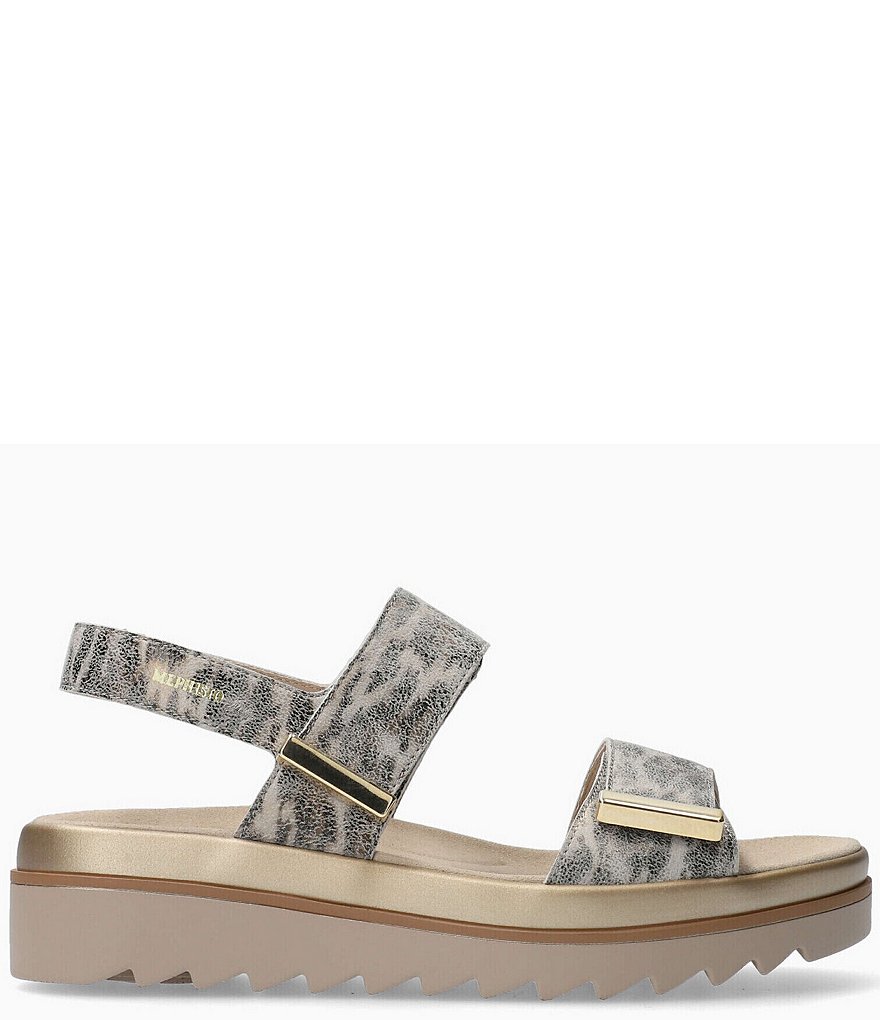 Mephisto Dominica Leopard Print Leather Wedge Sandals