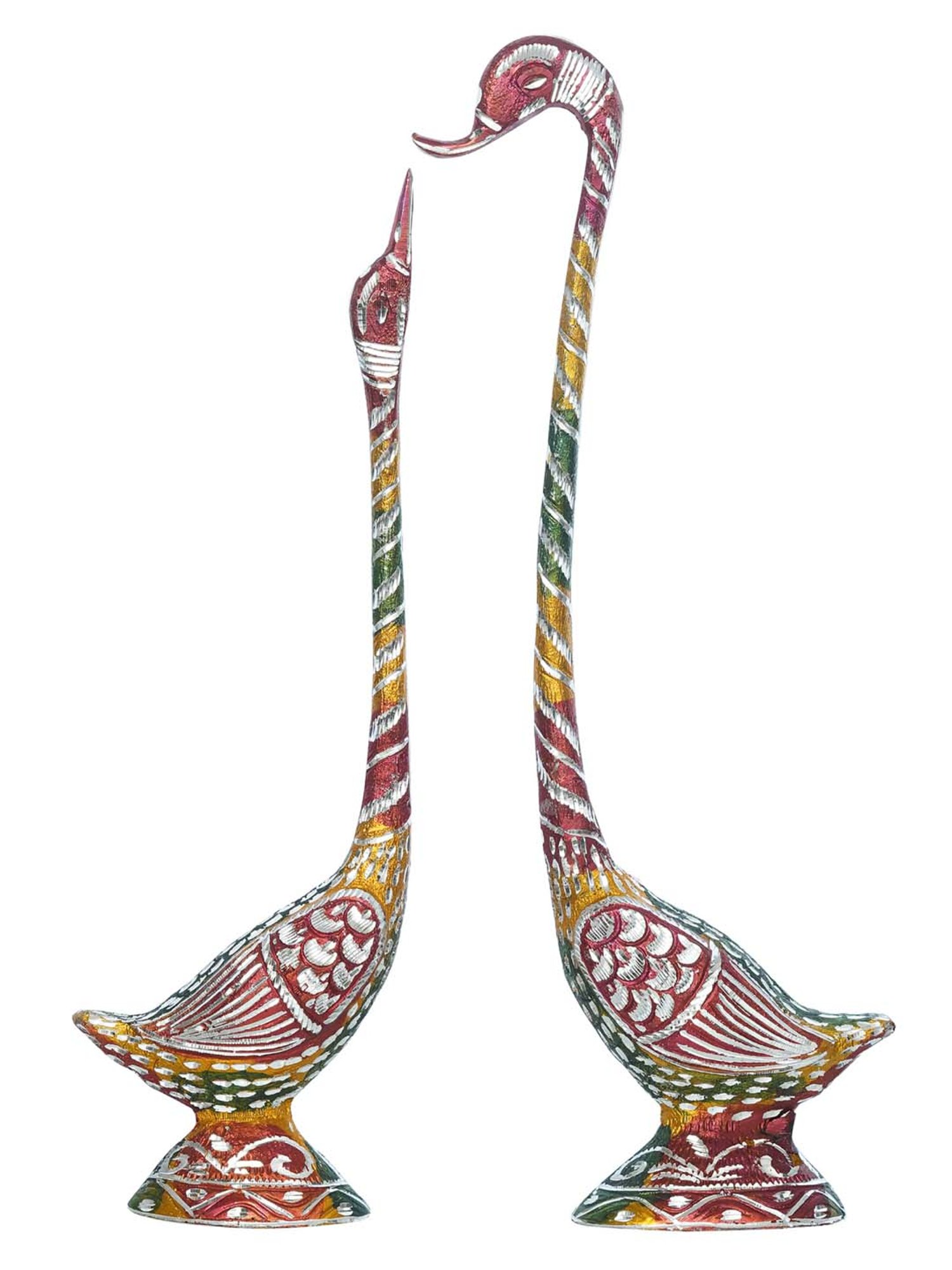 eCraftIndia 22 Inch Colorful Kissing Swan Couple Handcrafted Decorative Figurine